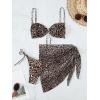 imageVerdusa Womens 3 Piece Leopard Print Tie Side Thong Halter Bikini with Beach Skirt SwimsuitsMulticolored