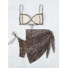 imageVerdusa Womens 3 Piece Leopard Print Tie Side Thong Halter Bikini with Beach Skirt SwimsuitsMulticolored