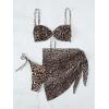 imageVerdusa Womens 3 Piece Leopard Print Tie Side Thong Halter Bikini with Beach Skirt SwimsuitsMulticolored