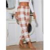imageVerdusa Womens Buffalo Plaid Print Fuzzy Pajama Pants Loungewear Sleep PantsApricot