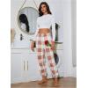 imageVerdusa Womens Buffalo Plaid Print Fuzzy Pajama Pants Loungewear Sleep PantsApricot