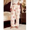 imageVerdusa Womens Buffalo Plaid Print Fuzzy Pajama Pants Loungewear Sleep PantsBeige Heart