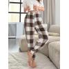 imageVerdusa Womens Buffalo Plaid Print Fuzzy Pajama Pants Loungewear Sleep PantsBrown
