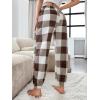 imageVerdusa Womens Buffalo Plaid Print Fuzzy Pajama Pants Loungewear Sleep PantsBrown