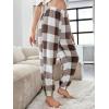 imageVerdusa Womens Buffalo Plaid Print Fuzzy Pajama Pants Loungewear Sleep PantsBrown