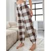 imageVerdusa Womens Buffalo Plaid Print Fuzzy Pajama Pants Loungewear Sleep PantsBrown