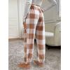 imageVerdusa Womens Buffalo Plaid Print Fuzzy Pajama Pants Loungewear Sleep PantsBrown White