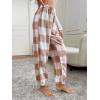 imageVerdusa Womens Buffalo Plaid Print Fuzzy Pajama Pants Loungewear Sleep PantsBrown White