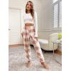 imageVerdusa Womens Buffalo Plaid Print Fuzzy Pajama Pants Loungewear Sleep PantsBrown White