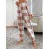 imageVerdusa Womens Buffalo Plaid Print Fuzzy Pajama Pants Loungewear Sleep PantsBrown White