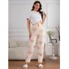 imageVerdusa Womens Buffalo Plaid Print Fuzzy Pajama Pants Loungewear Sleep PantsHeart Apricot
