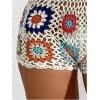 imageVerdusa Womens Crochet Bikini Swimsuit Cover Up Hollow Out Sheer Beach ShortsBeige Multi
