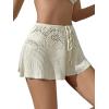 imageVerdusa Womens Hollow Out Crochet Beach Cover Up Knit Loose Wide Leg ShortsBeige