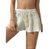 imageVerdusa Womens Hollow Out Crochet Beach Cover Up Knit Loose Wide Leg ShortsBeige