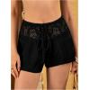 imageVerdusa Womens Hollow Out Crochet Beach Cover Up Knit Loose Wide Leg ShortsBlack