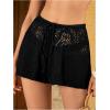 imageVerdusa Womens Hollow Out Crochet Beach Cover Up Knit Loose Wide Leg ShortsBlack