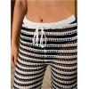 imageVerdusa Womens Hollow Out Crochet Knit Striped High Waist Swimwear Cover Up PantsBlack and Apricot
