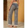 imageVerdusa Womens Hollow Out Crochet Knit Striped High Waist Swimwear Cover Up PantsBlack and Apricot