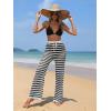 imageVerdusa Womens Hollow Out Crochet Knit Striped High Waist Swimwear Cover Up PantsBlack and White