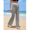 imageVerdusa Womens Hollow Out Crochet Knit Striped High Waist Swimwear Cover Up PantsBlack and White
