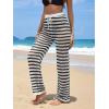 imageVerdusa Womens Hollow Out Crochet Knit Striped High Waist Swimwear Cover Up PantsBlack and White