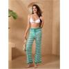 imageVerdusa Womens Hollow Out Crochet Knit Striped High Waist Swimwear Cover Up PantsGreen