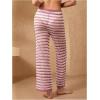 imageVerdusa Womens Hollow Out Crochet Knit Striped High Waist Swimwear Cover Up PantsPink