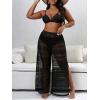 imageVerdusa Womens Plus Size See Through Beach Cover Up Loose Pants Swimsuit Bikini BottomLace Black
