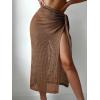 imageVerdusa Womens Tie Side Hollow Out Beach Swimsuit Crochet Sarong Wrap Cover Up SkirtCoffee Brown