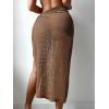 imageVerdusa Womens Tie Side Hollow Out Beach Swimsuit Crochet Sarong Wrap Cover Up SkirtCoffee Brown