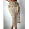 imageVerdusa Womens Tie Side Hollow Out Beach Swimsuit Crochet Sarong Wrap Cover Up SkirtKhaki