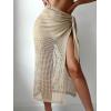 imageVerdusa Womens Tie Side Hollow Out Beach Swimsuit Crochet Sarong Wrap Cover Up SkirtKhaki