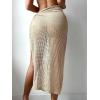 imageVerdusa Womens Tie Side Hollow Out Beach Swimsuit Crochet Sarong Wrap Cover Up SkirtKhaki