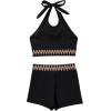 imageVerdusa Womens Two Piece Swimsuits High Waisted Geo Tape Halter Bathing Suits with BoyshortsBlack