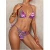imageVerdusa Womens Y2K Bikini 2 Piece Cheetah Floral Swimsuit Halter Triangle Tie Side String Bikini SetApricot and Purple