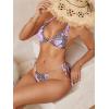 imageVerdusa Womens Y2K Bikini 2 Piece Cheetah Floral Swimsuit Halter Triangle Tie Side String Bikini SetBlack and Brown
