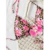 imageVerdusa Womens Y2K Bikini 2 Piece Cheetah Floral Swimsuit Halter Triangle Tie Side String Bikini SetDark Pink and Brown