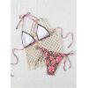 imageVerdusa Womens Y2K Bikini 2 Piece Cheetah Floral Swimsuit Halter Triangle Tie Side String Bikini SetDark Pink and Brown