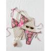 imageVerdusa Womens Y2K Bikini 2 Piece Cheetah Floral Swimsuit Halter Triangle Tie Side String Bikini SetDark Pink and Brown