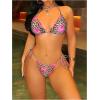 imageVerdusa Womens Y2K Bikini 2 Piece Cheetah Floral Swimsuit Halter Triangle Tie Side String Bikini SetFloral Multi