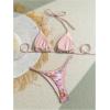imageVerdusa Womens Y2K Bikini 2 Piece Cheetah Floral Swimsuit Halter Triangle Tie Side String Bikini SetLeopard Brown
