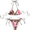 imageVerdusa Womens Y2K Bikini 2 Piece Cheetah Floral Swimsuit Halter Triangle Tie Side String Bikini SetMulticolor