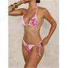 imageVerdusa Womens Y2K Bikini 2 Piece Cheetah Floral Swimsuit Halter Triangle Tie Side String Bikini SetPink