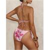imageVerdusa Womens Y2K Bikini 2 Piece Cheetah Floral Swimsuit Halter Triangle Tie Side String Bikini SetPink