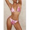 imageVerdusa Womens Y2K Bikini 2 Piece Cheetah Floral Swimsuit Halter Triangle Tie Side String Bikini SetPink