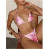 imageVerdusa Womens Y2K Bikini 2 Piece Cheetah Floral Swimsuit Halter Triangle Tie Side String Bikini SetPink
