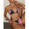 imageVerdusa Womens Y2K Bikini 2 Piece Cheetah Floral Swimsuit Halter Triangle Tie Side String Bikini SetPink and Black