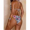 imageVerdusa Womens Y2K Bikini 2 Piece Cheetah Floral Swimsuit Halter Triangle Tie Side String Bikini SetPink and Green