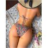 imageVerdusa Womens Y2K Bikini 2 Piece Cheetah Floral Swimsuit Halter Triangle Tie Side String Bikini SetRed and Black