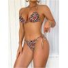 imageVerdusa Womens Y2K Bikini 2 Piece Cheetah Floral Swimsuit Halter Triangle Tie Side String Bikini SetRed and Black